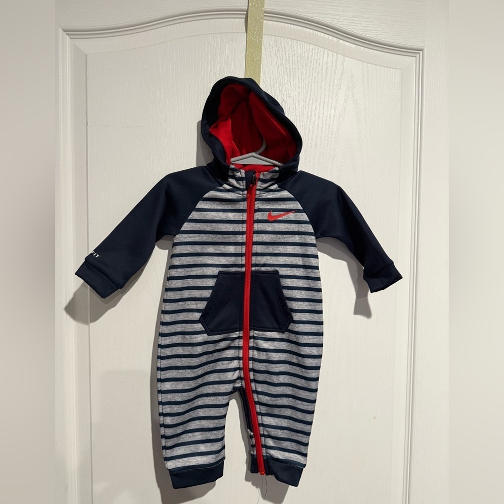 Nike Kids Striped One Piece - Navy and Red